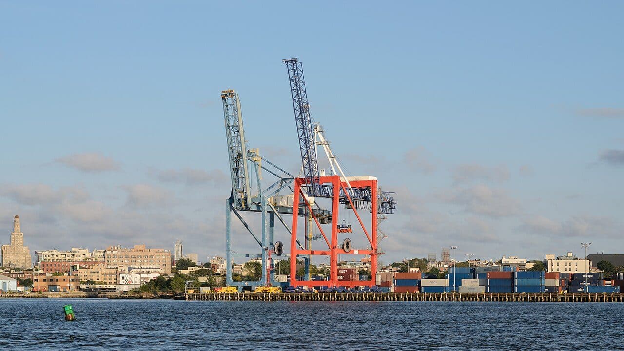 Container terminal where imported machinery is shipped